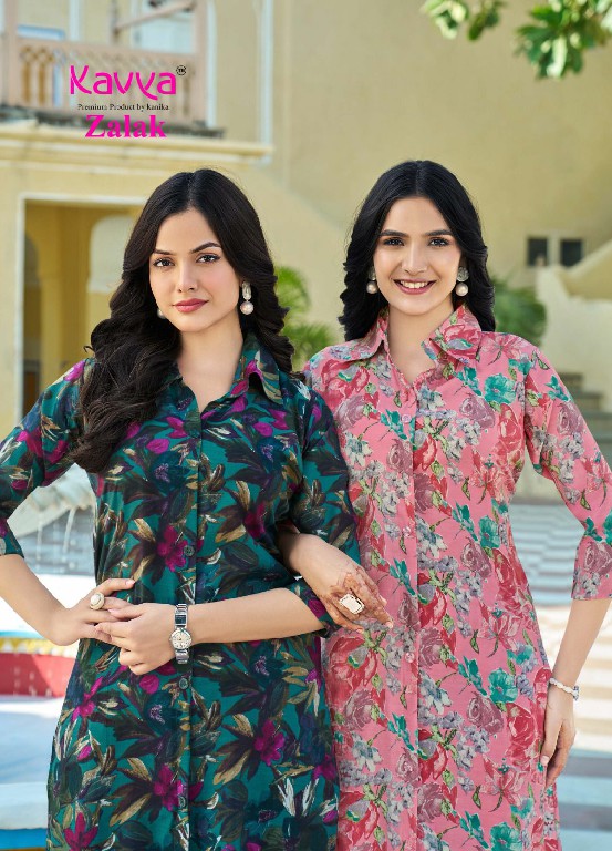 zalak vol 1 by kavya casual wear chanderi print readymade top with pant