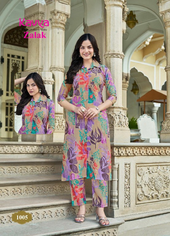 zalak vol 1 by kavya casual wear chanderi print readymade top with pant