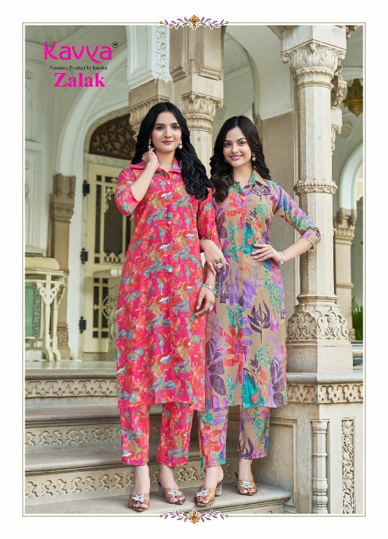 zalak vol 1 by kavya casual wear chanderi print readymade top with pant