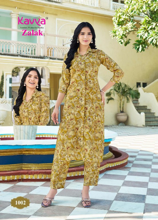zalak vol 1 by kavya casual wear chanderi print readymade top with pant