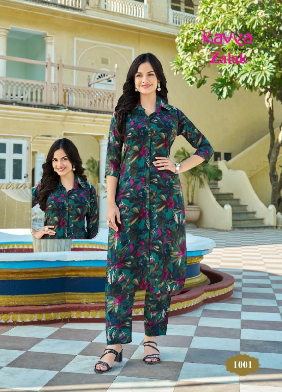 zalak vol 1 by kavya casual wear chanderi print readymade top with pant