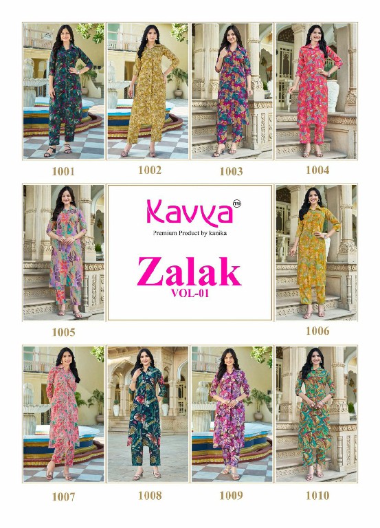 zalak vol 1 by kavya casual wear chanderi print readymade top with pant