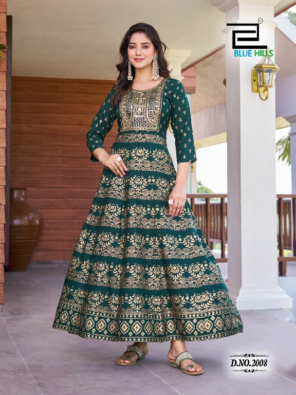 pushpa vol 2 by blue hills embroidery fullstitch plus size rayon anarkali gown kurti