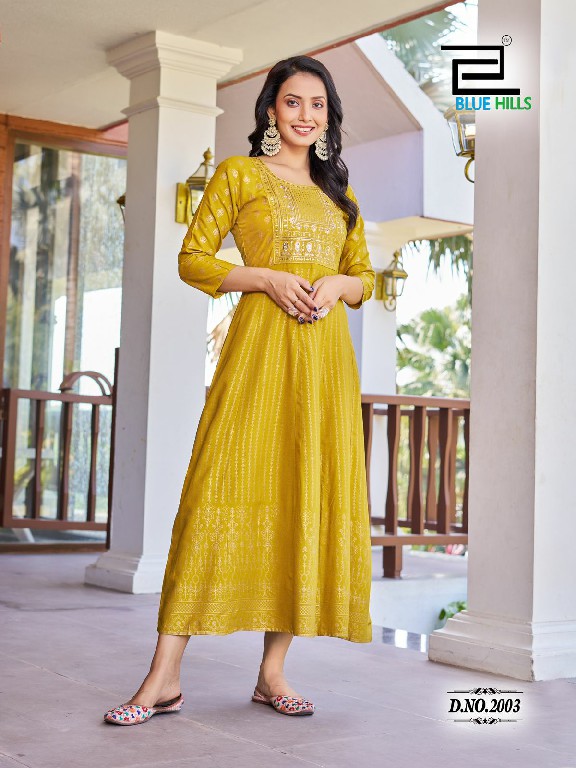 pushpa vol 2 by blue hills embroidery fullstitch plus size rayon anarkali gown kurti