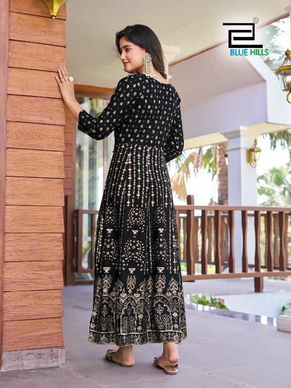 pushpa vol 2 by blue hills embroidery fullstitch plus size rayon anarkali gown kurti