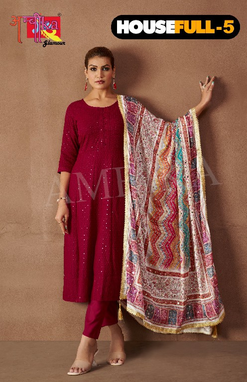 housefull vol 5 by ambika kurti readymade combo rayon 3pcs dress