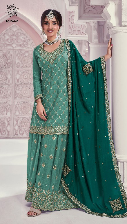 rangrasiya Hitlist by vinay kuleesh heavy embroidery work sharara style chinon suits