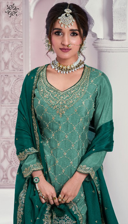 rangrasiya Hitlist by vinay kuleesh heavy embroidery work sharara style chinon suits