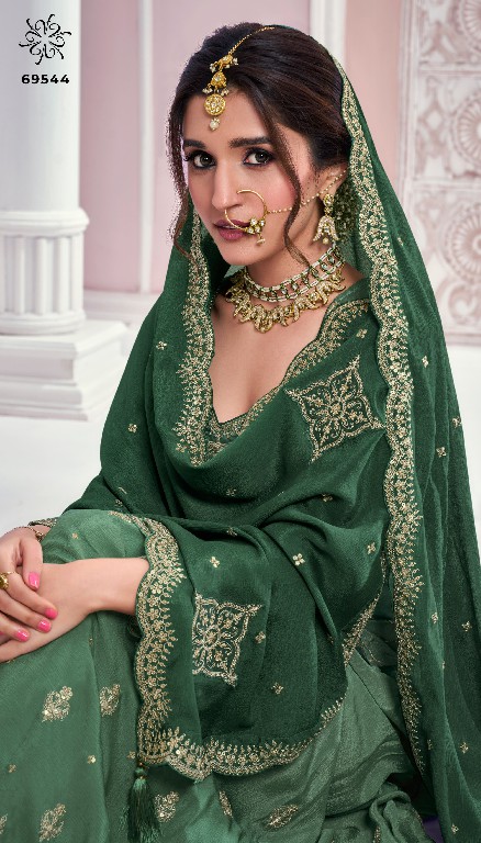 rangrasiya Hitlist by vinay kuleesh heavy embroidery work sharara style chinon suits
