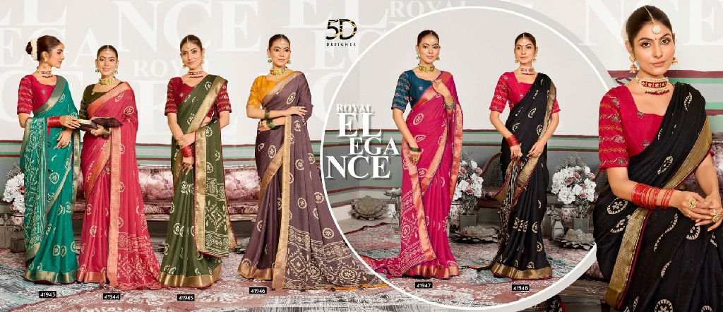 5d designer champa vol 3 unique print moss mello saree online