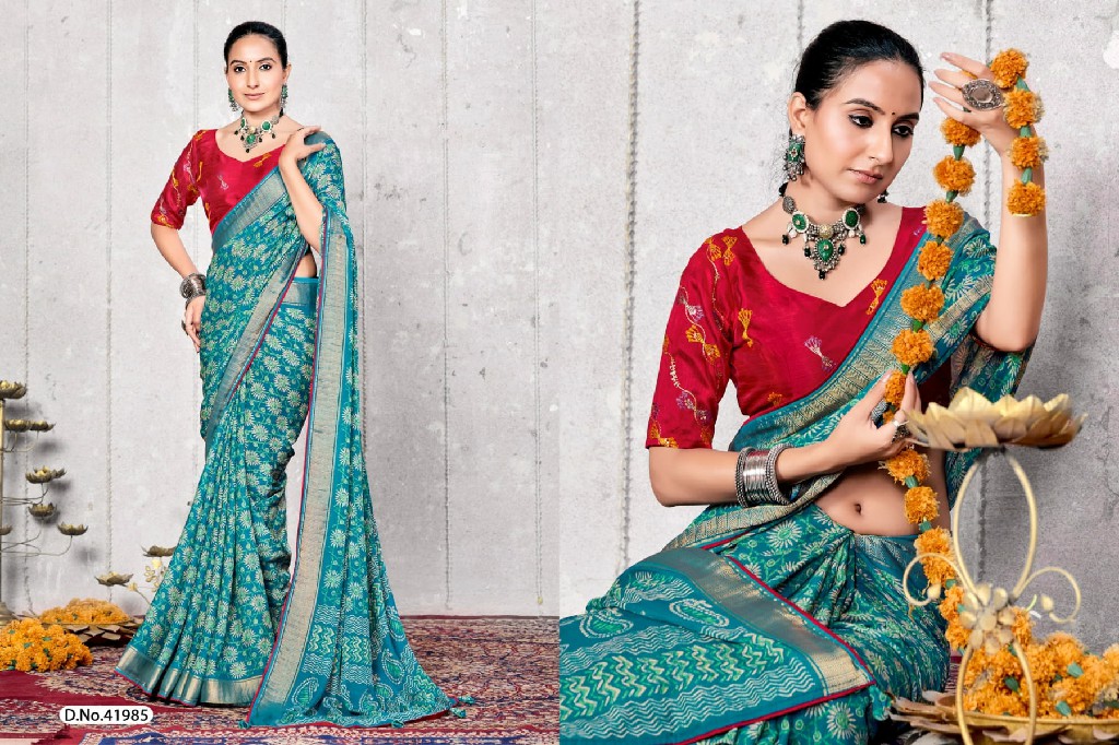 5d designer champa vol 5 unique print moss mello saree online