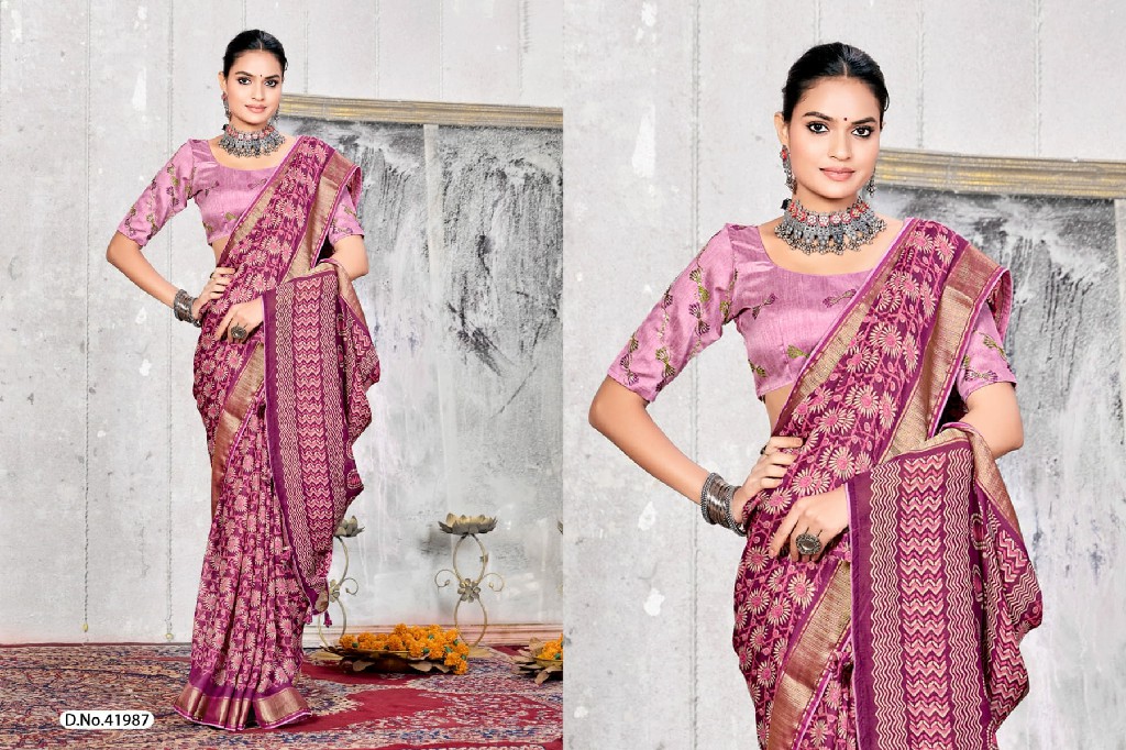 5d designer champa vol 5 unique print moss mello saree online