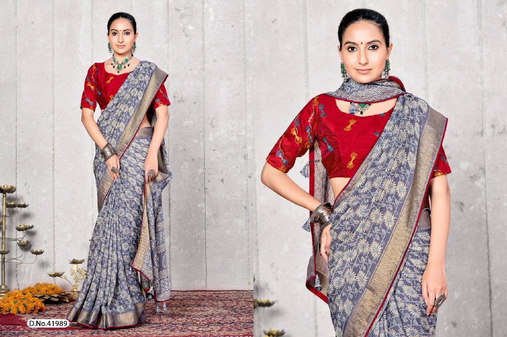 5d designer champa vol 5 unique print moss mello saree online