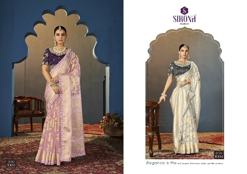 Sirona Zuric Wholesale Organza Foil Print With Embroidery Work Festive Sarees