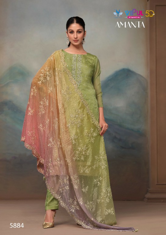 Vipul Amanta Wholesale Soft Organza With Embroidery Straight Salwar Suits