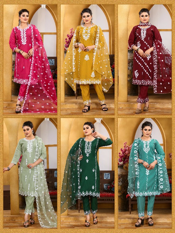 Krishna Trendz Summer Special Vol-4 Wholesale Roman Silk Kurti With Pant And Dupatta