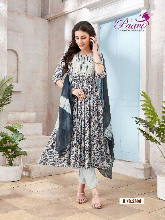 lavya vol 3 by paavi unique heavy print rinkle readymade umbrella 3pcs suits