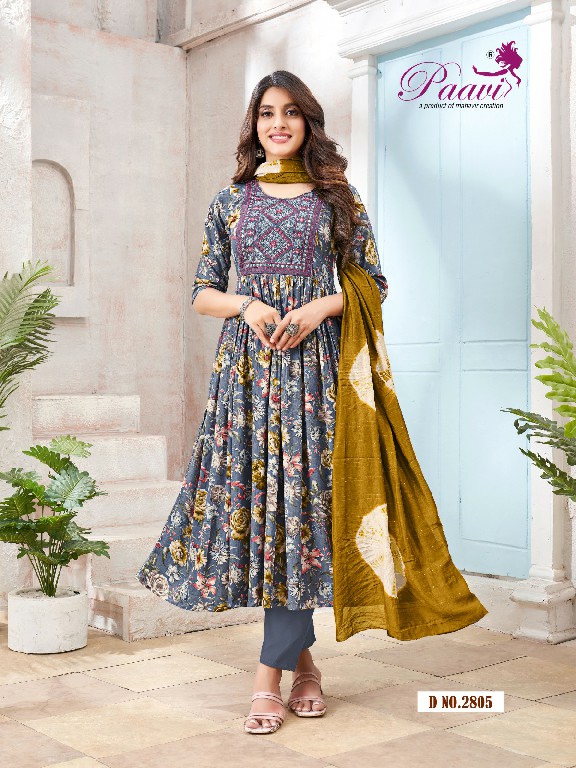 lavya vol 3 by paavi unique heavy print rinkle readymade umbrella 3pcs suits