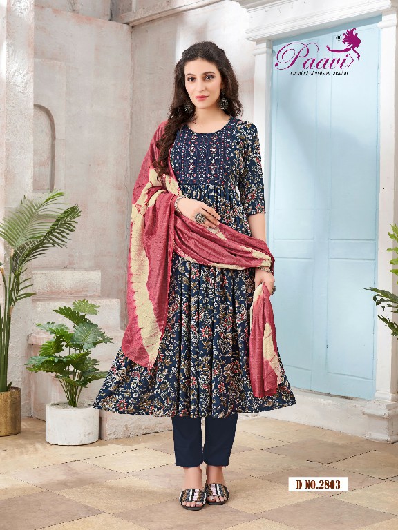 lavya vol 3 by paavi unique heavy print rinkle readymade umbrella 3pcs suits