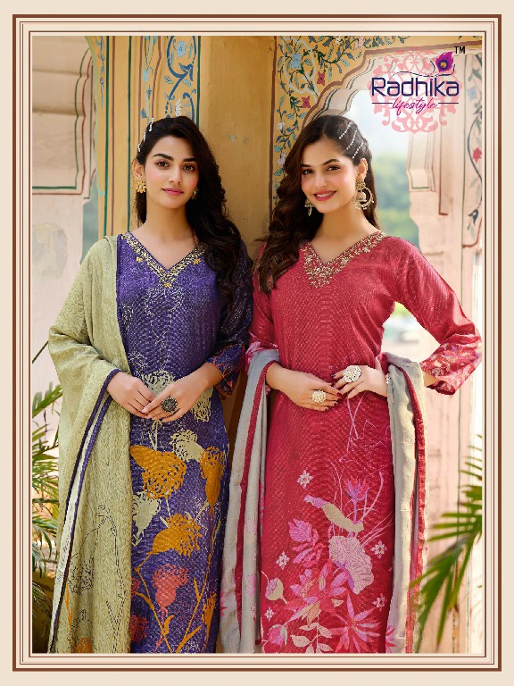 radhika lifestyle festive dairies vol 2 fullstitch muslin print ladies suits