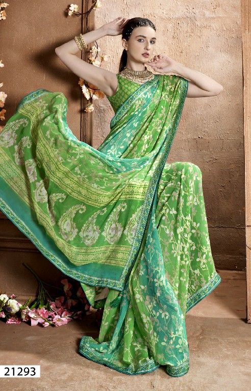 Vallabhi Rajvanshi Vol-5 Wholesale Leaf Print Georgette Fabrics Sarees