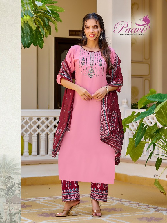 Paavi Kusum Wholesale Heavy Reyon Readymade 3 Piece Salwar Suits
