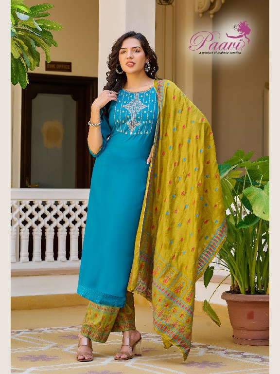 Paavi Kusum Wholesale Heavy Reyon Readymade 3 Piece Salwar Suits