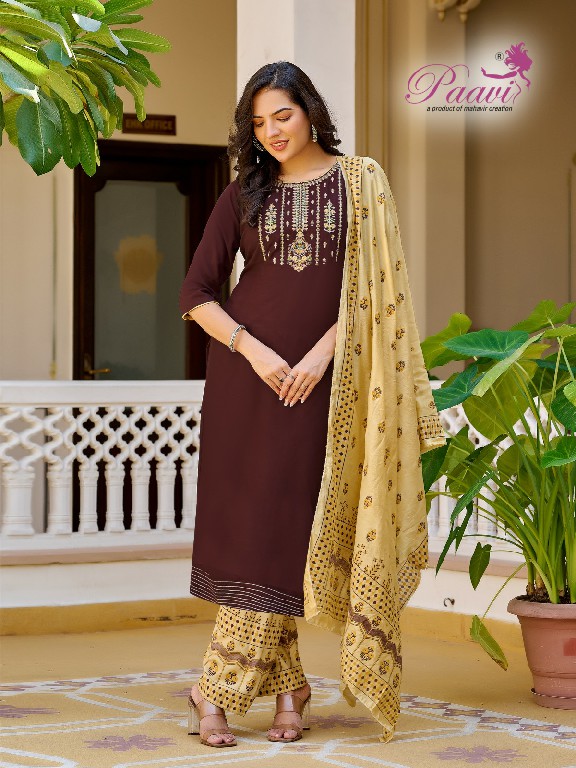 Paavi Kusum Wholesale Heavy Reyon Readymade 3 Piece Salwar Suits