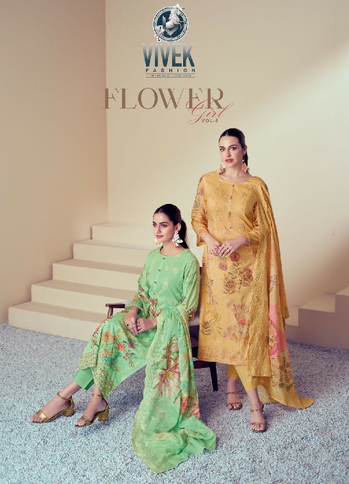 Vivek Flower Girl Vol-6 Wholesale Cotton Lawn With Work Salwar Suits