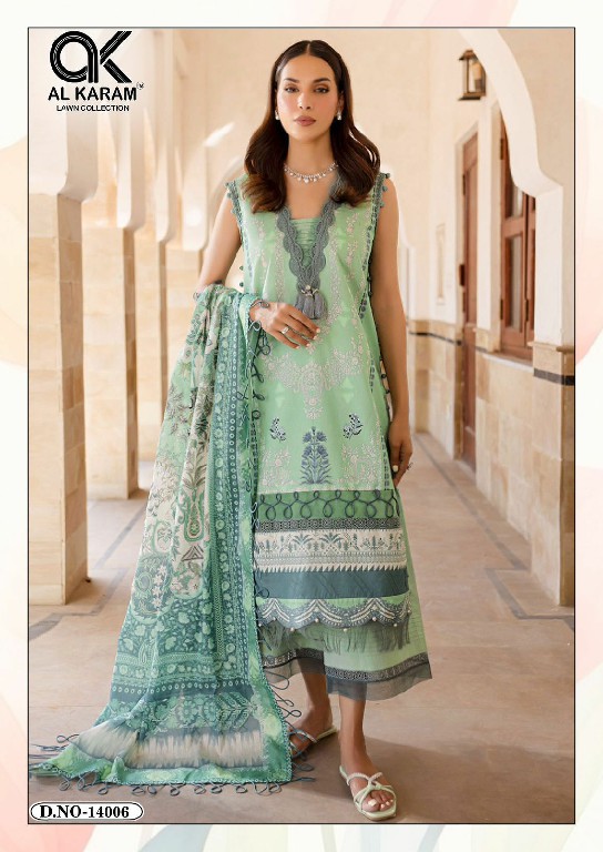 Al Karam Kesariya Vol-14 Wholesale Pure Cambric Cotton Dress Material
