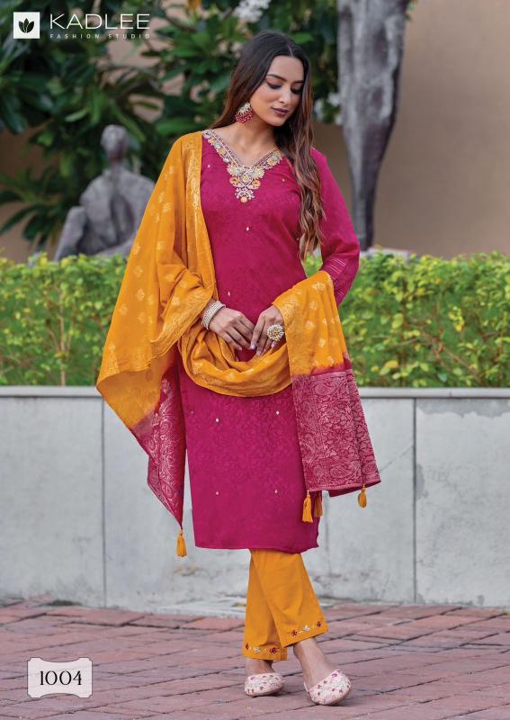 jasmin by kadlee chinon jacquard silk readymade ladies 3pcs suits