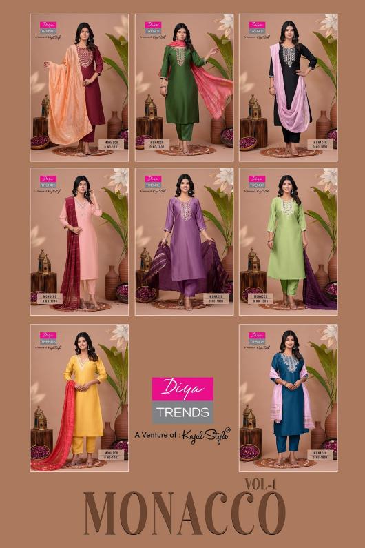 monacco vol 1 by diya trends readymade modal silk plus size 3pcs suits