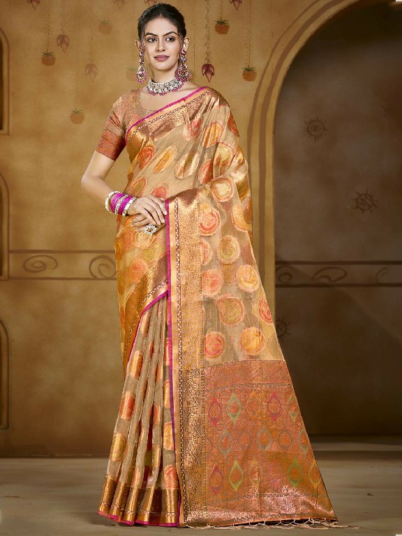 bunawat chandani Vol-3 festival wear organza fabric with fancy lace work wholsale sarees