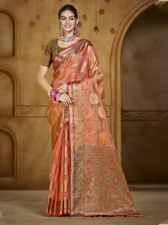 bunawat chandani Vol-3 festival wear organza fabric with fancy lace work wholsale sarees