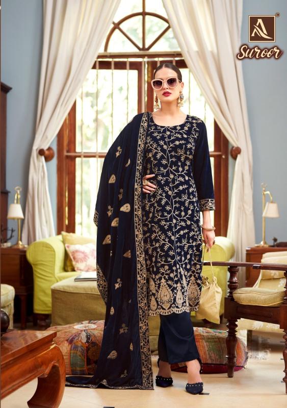 alok suits suroor velvet designer winter wear unstitch ladies suits