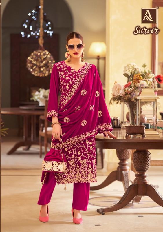 alok suits suroor velvet designer winter wear unstitch ladies suits