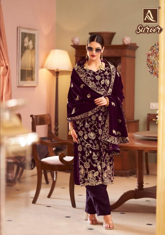 alok suits suroor velvet designer winter wear unstitch ladies suits