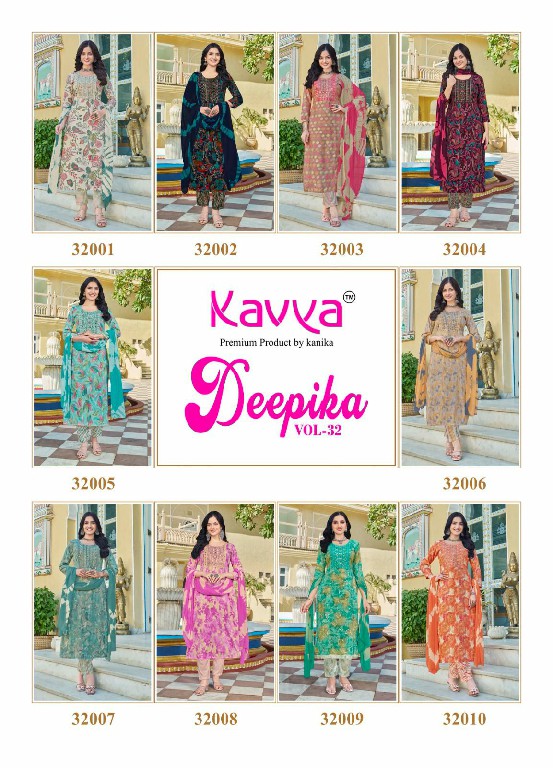 deepika vol 32 by kavya embroidery capsule fullstitch plus size suits