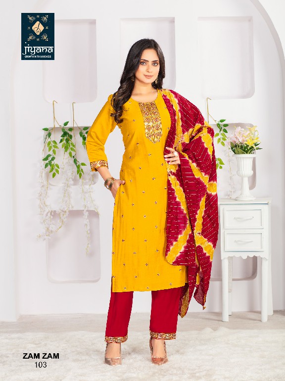 zam zam by jiyana embroidery work mango silk readymade ladies suits