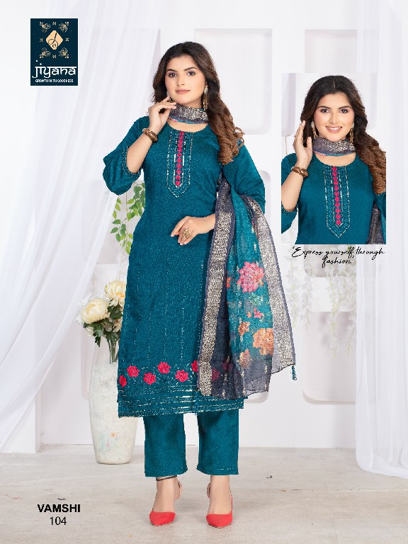 jiyana vamshi embroidery work vertican readymade ladies suits