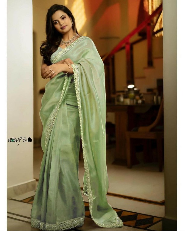 BT-3106 Wholesale Silver Tissue Silk Ethnic Sarees