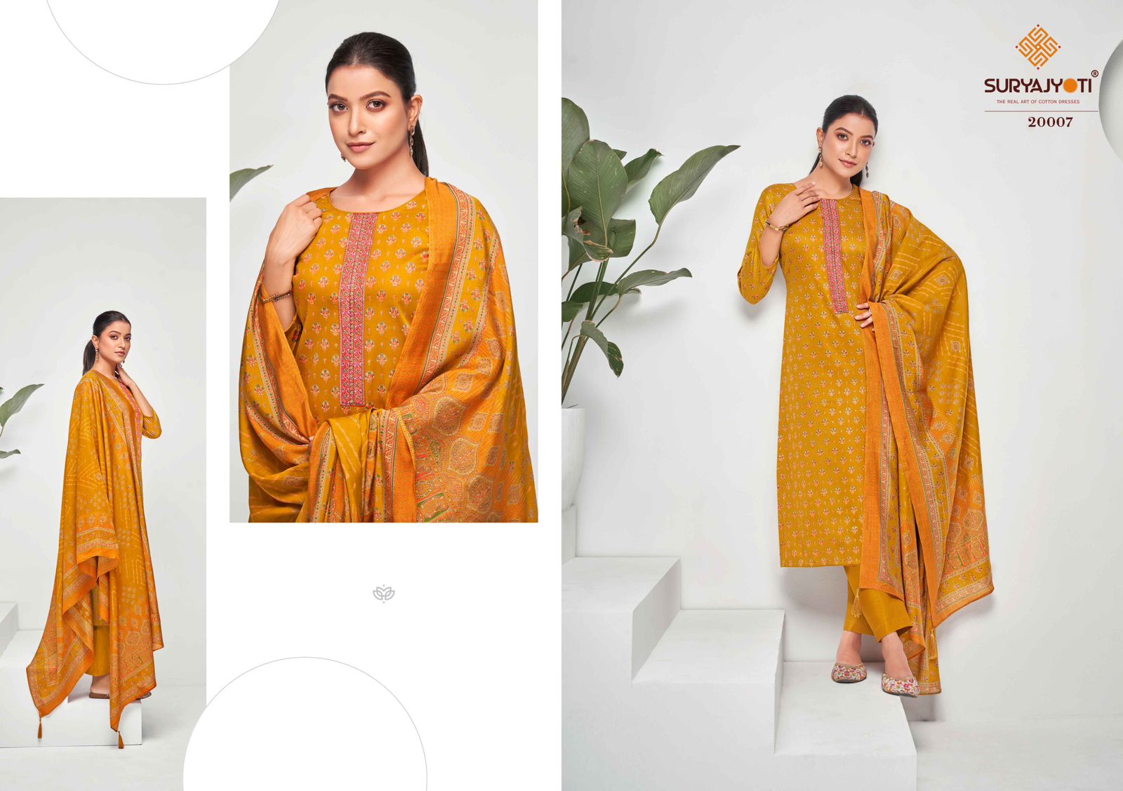 SURYAJYOTI KALKI VOL 20 NECK EMBROIDERY WORK 3PCS SALWAR SUITS