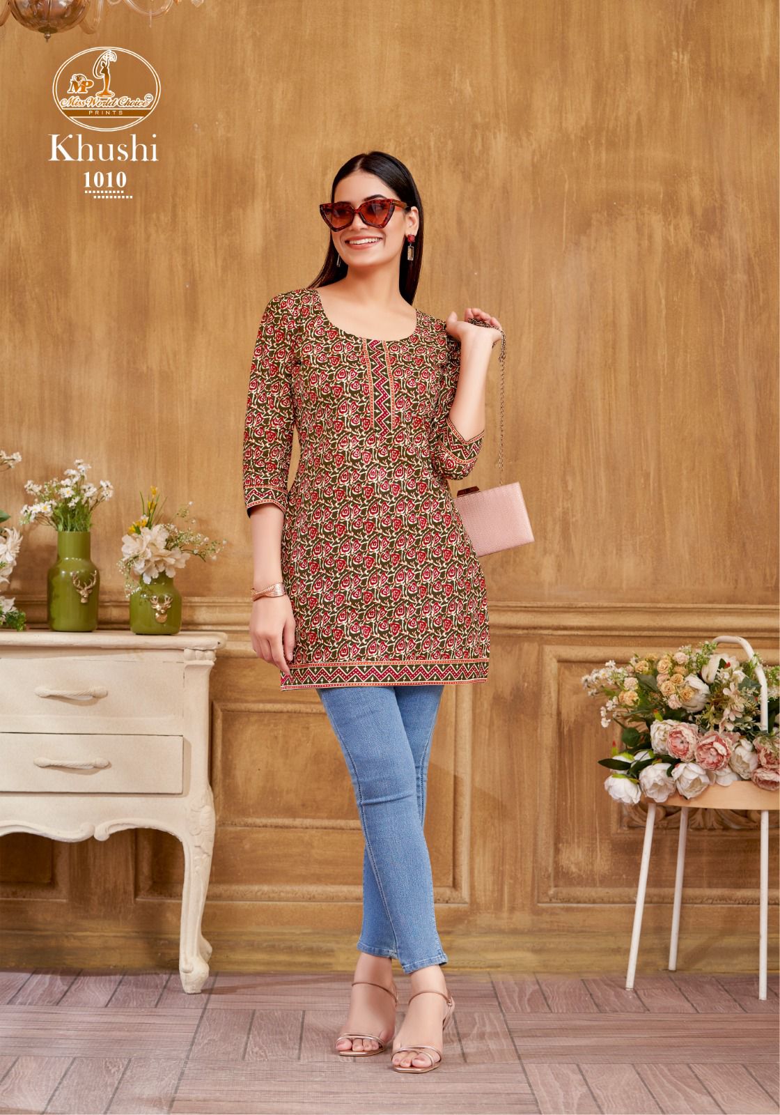 Miss World Khushi Vol-1 Wholesale Fancy Top Cotton Printed Short Tops