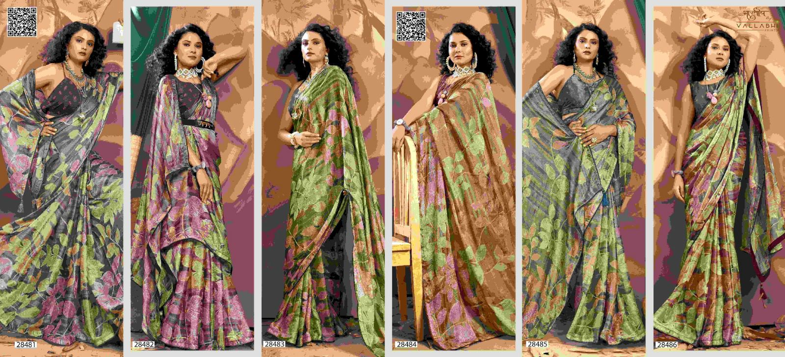 Vallabhi Print Fariha Vol-2 Wholesale Brasso Leaf Printed Sarees