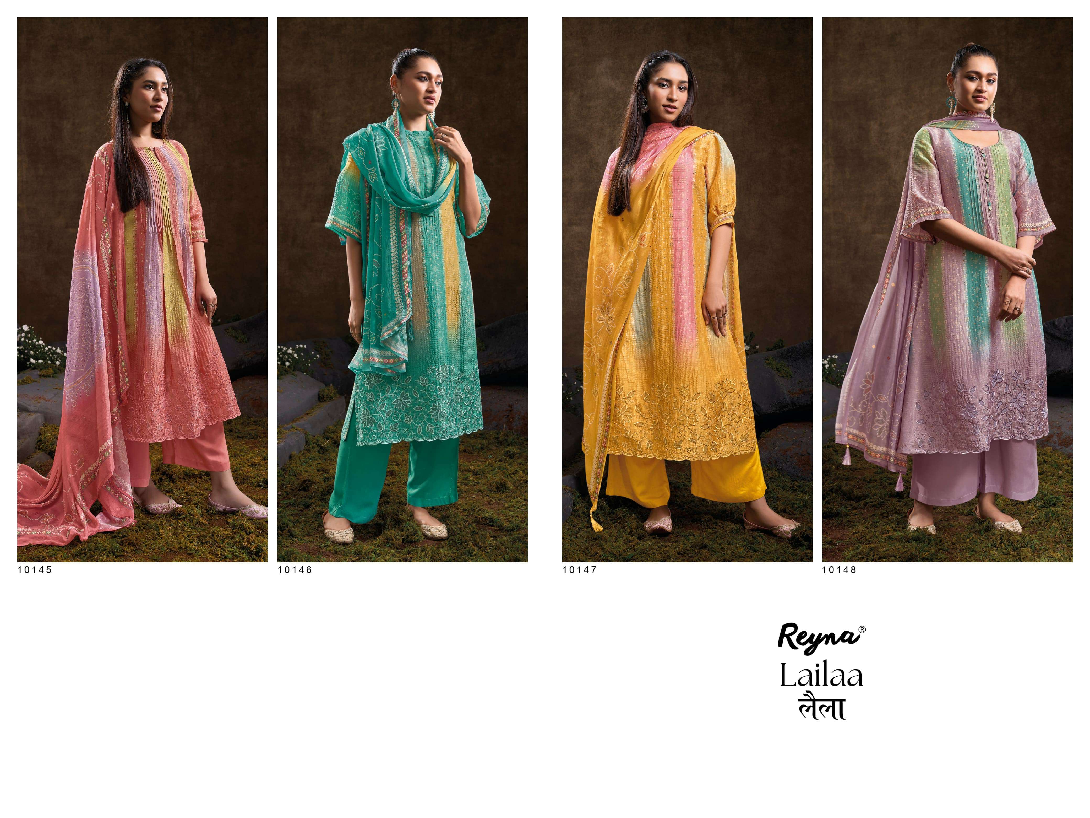 Reyna Lailaa Wholesale Pure Vintage Silk With Embroidery Designer Suits