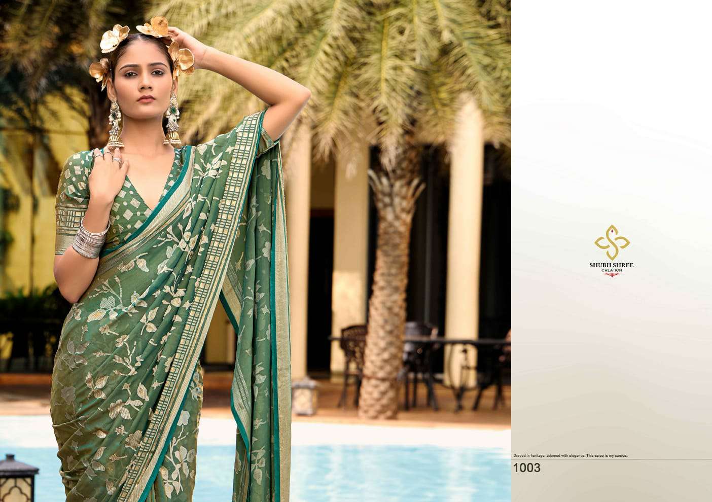 Shubh Shree Creation Barkha Vol-2 Wholesale Dull Moss Brasso Designer Sarees
