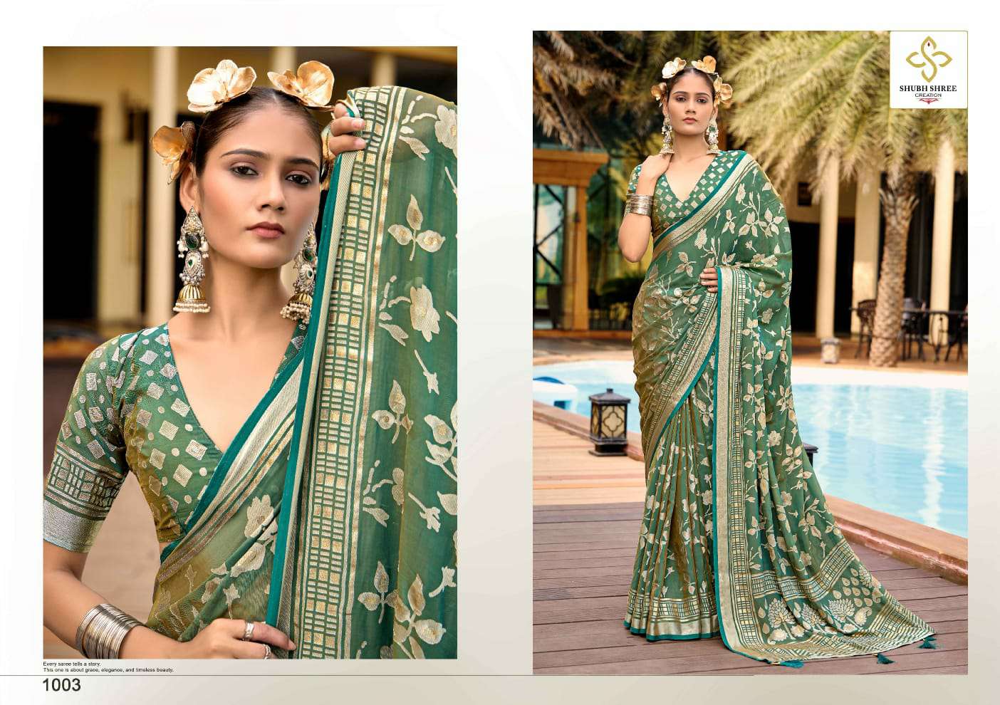Shubh Shree Creation Barkha Vol-2 Wholesale Dull Moss Brasso Designer Sarees
