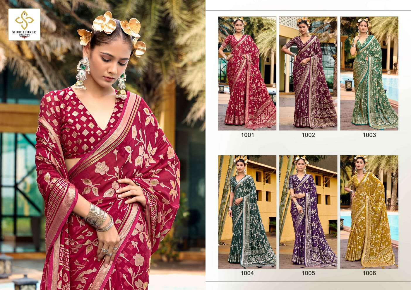 Shubh Shree Creation Barkha Vol-2 Wholesale Dull Moss Brasso Designer Sarees