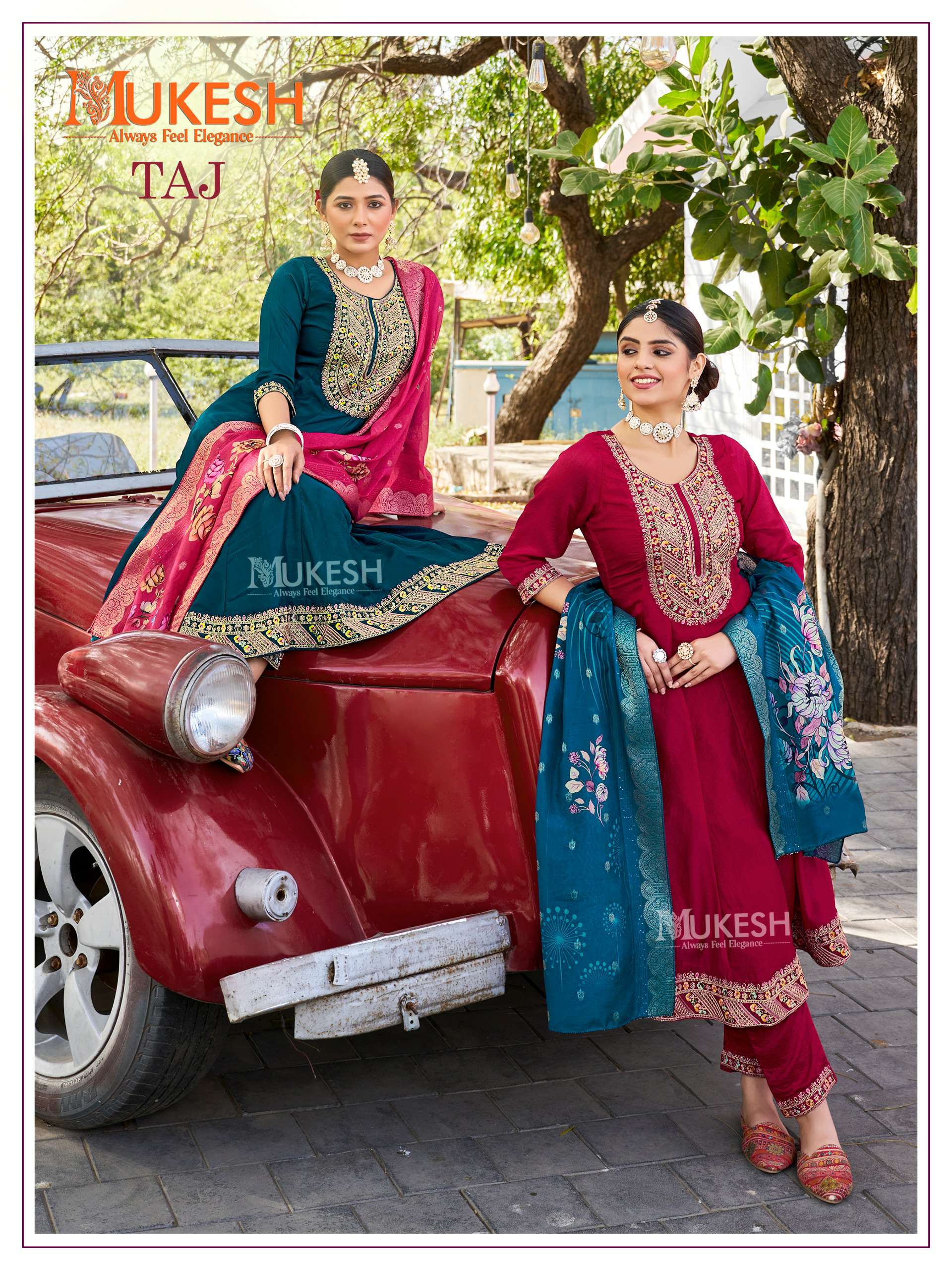 Banwery Present Mukesh Taj Wholesale Pure Vichitra Silk Readymade Suits