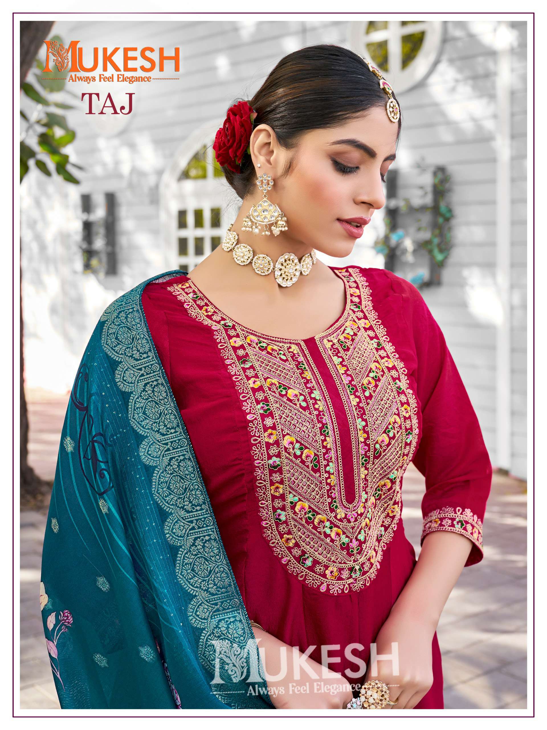 Banwery Present Mukesh Taj Wholesale Pure Vichitra Silk Readymade Suits
